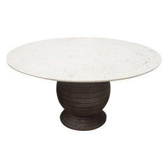 Ashe Round Marble Dining Table – side view – Lusso Furniture Miami