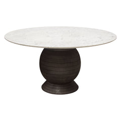 Ashe Round Marble Dining Table – Espresso Finish – front view – Lusso Furniture Miami