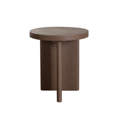 Aspen Round Pedestal End Table – Dark Oak finish – front view – Lusso Furniture Miami