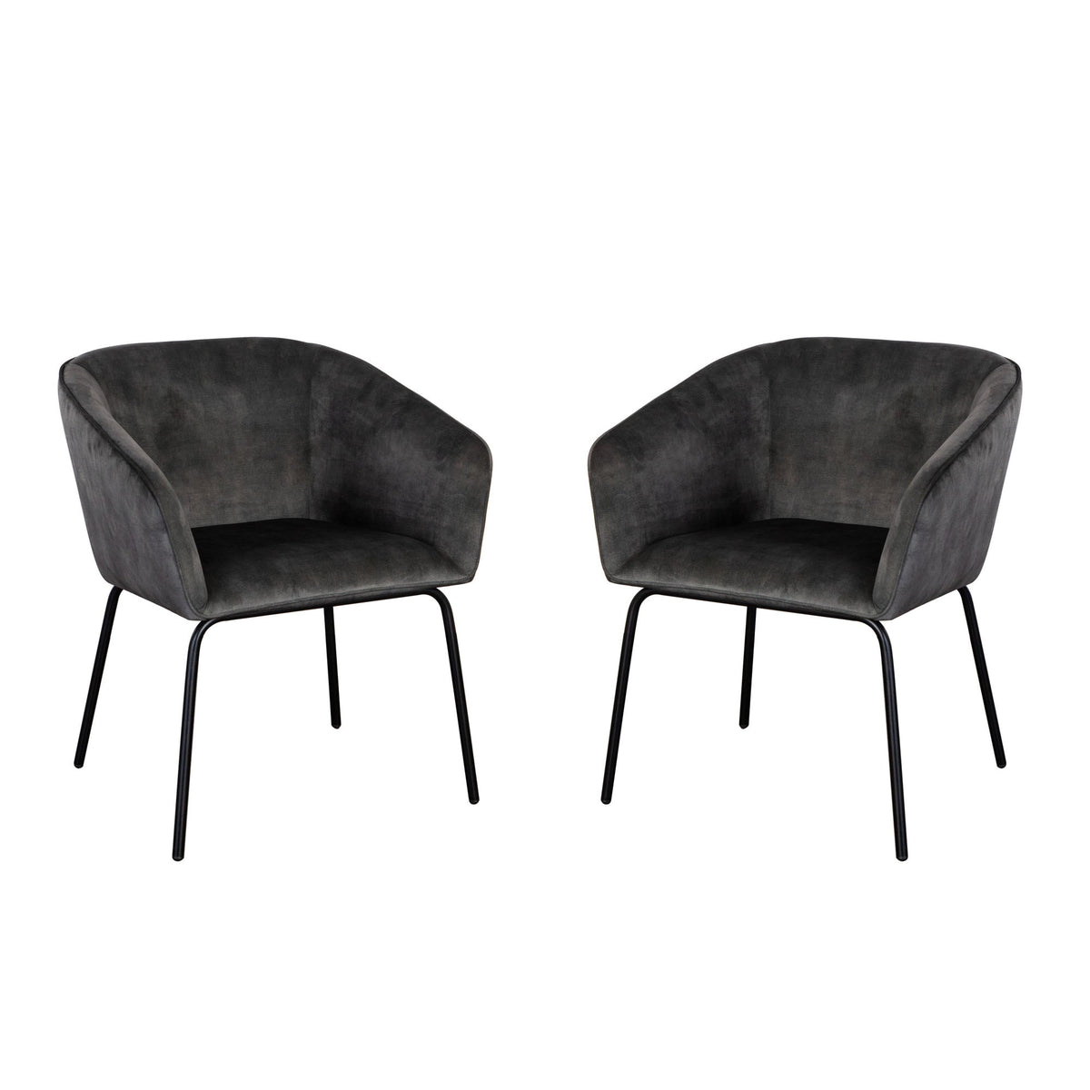 Avery Low Profile Dining Chair Set – Textured Grey Velvet – front view – Lusso Furniture Miami