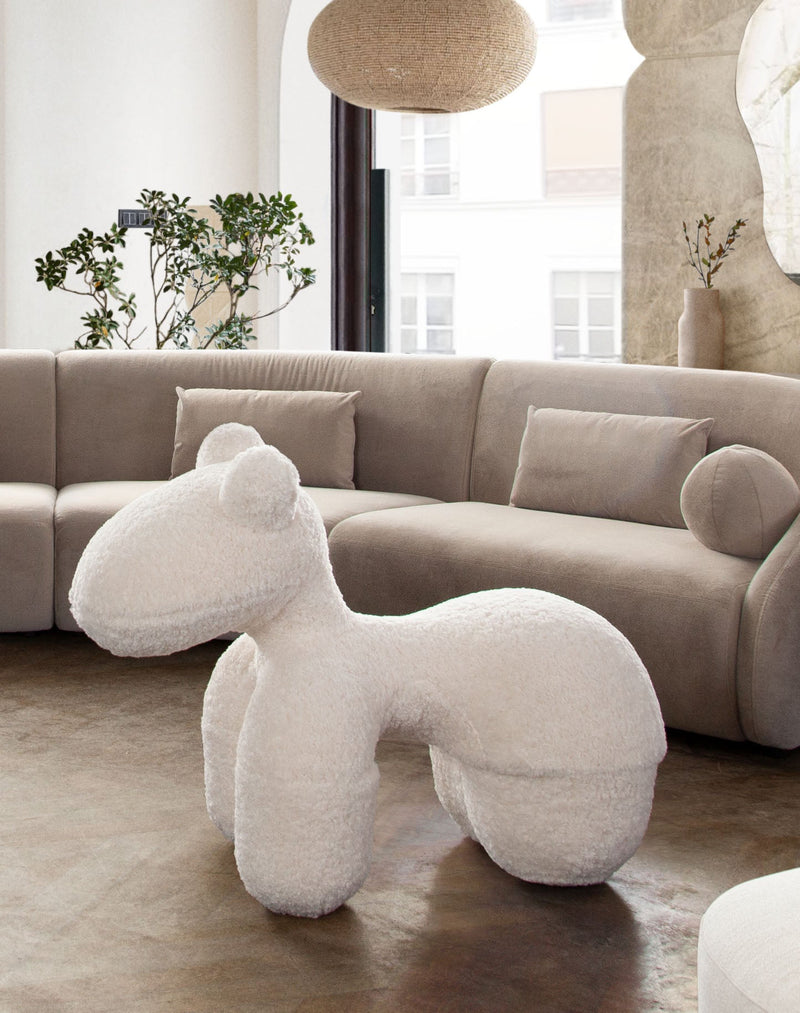 Bailey Faux Sheepskin Animal Bench-zoom-