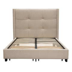 Beverly Tufted Storage Bed – Queen / Sand Fabric – alternate view – Lusso Furniture Miami