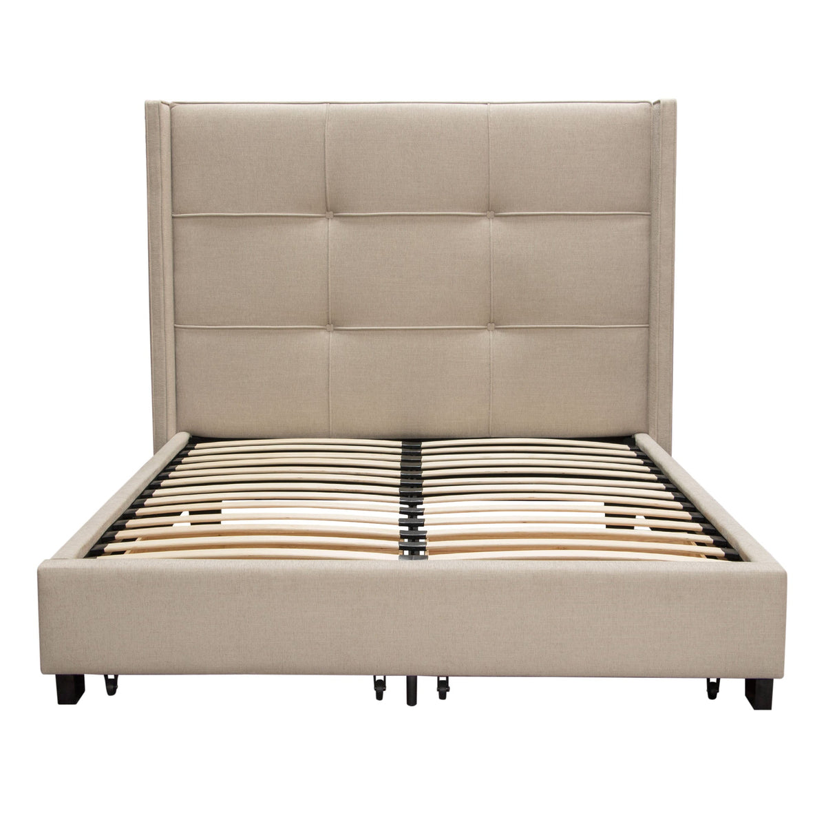 Beverly Tufted Storage Bed – Queen / Sand Fabric – alternate view – Lusso Furniture Miami