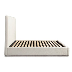 Brooke Channel Tufted Boucle Bed – side view – Lusso Furniture Miami