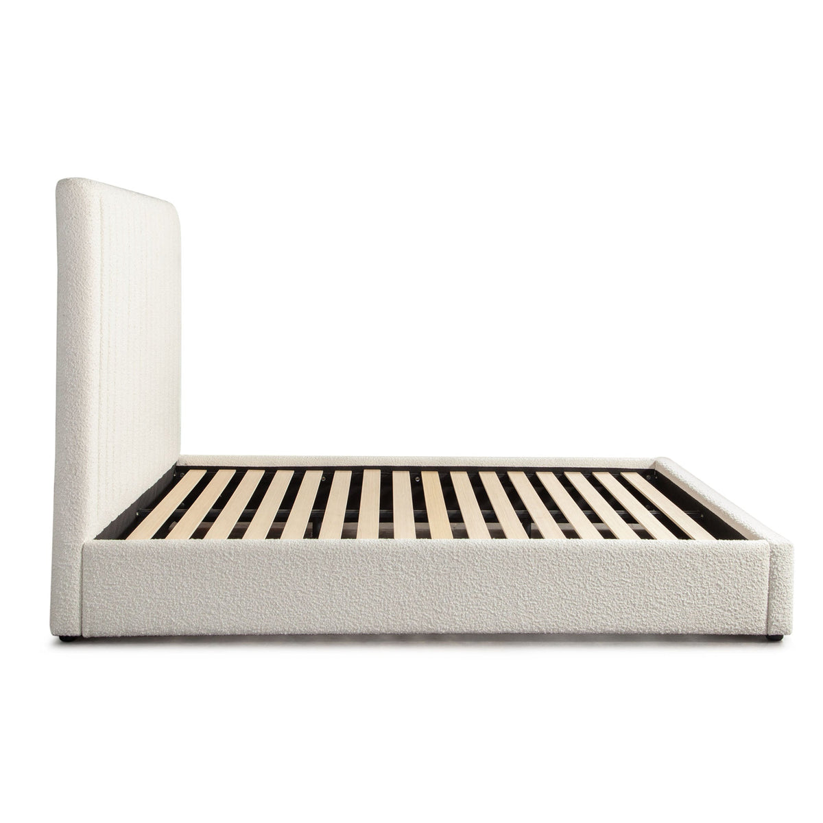 Brooke Channel Tufted Boucle Bed – side view – Lusso Furniture Miami