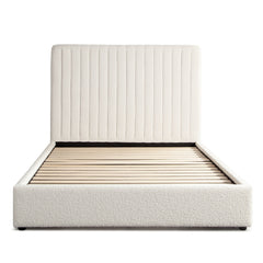 Brooke Channel Tufted Boucle Bed – Queen / Ivory Boucle – front view – Lusso Furniture Miami