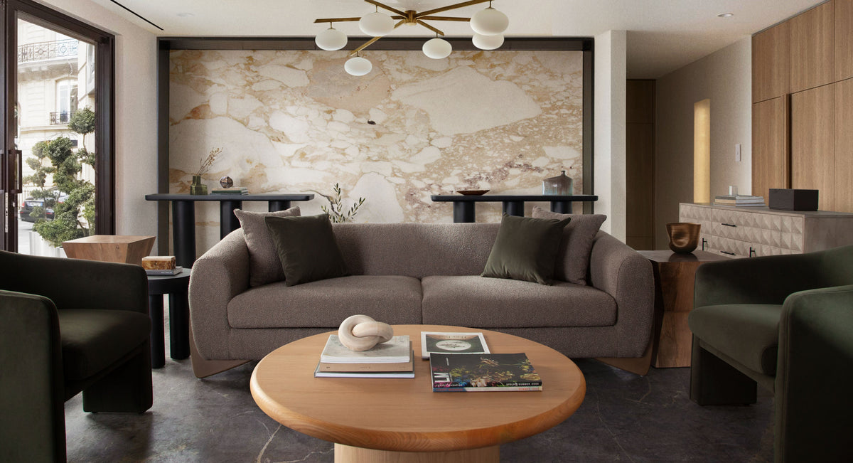 Campbell Round Pedestal Coffee Table – back view – Lusso Furniture Miami