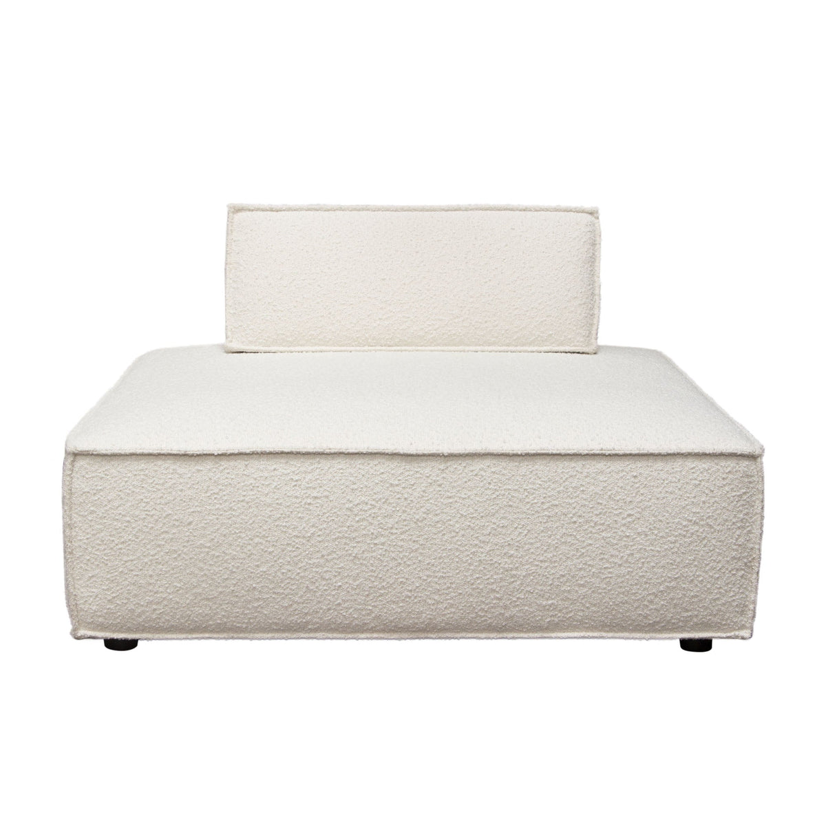 Cara Boucle Modular Lounger – Lounger / Ivory Boucle Fabric – front view – Lusso Furniture Miami