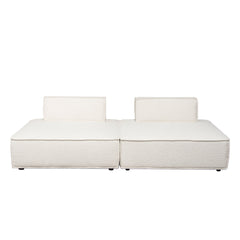 Cara Boucle Modular Lounger – 2-Piece Lounger / Ivory Boucle Fabric – alternate view – Lusso Furniture Miami