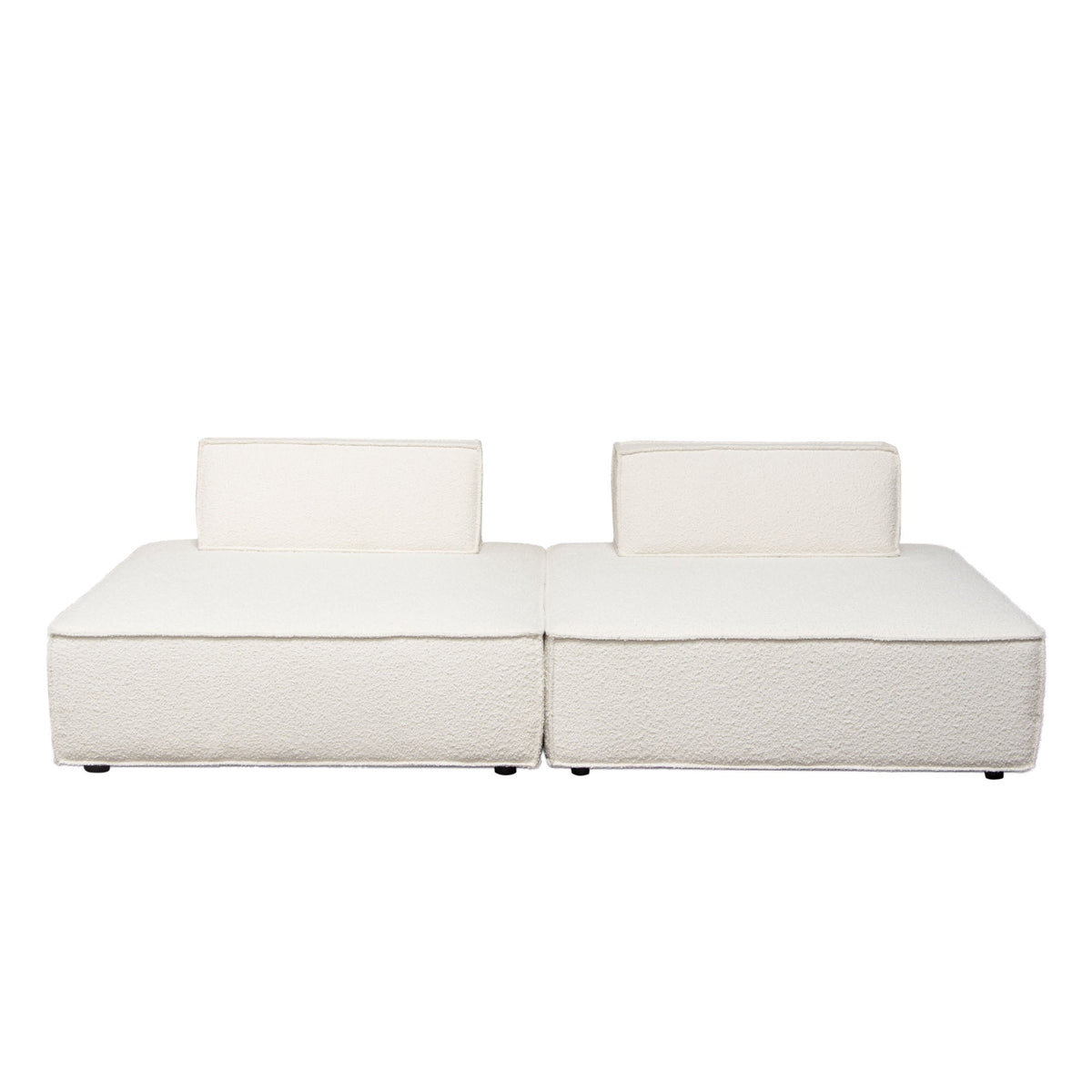 Cara Boucle Modular Lounger – 2-Piece Lounger / Ivory Boucle Fabric – alternate view – Lusso Furniture Miami