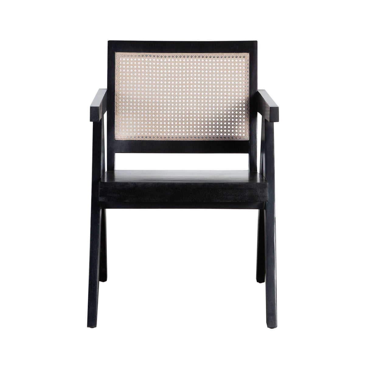 Carter Cane Back Dining Chair – Black Finish – front view – Lusso Furniture Miami