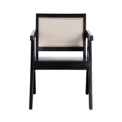 Carter Cane Back Dining Chair – Black Finish – front view – Lusso Furniture Miami