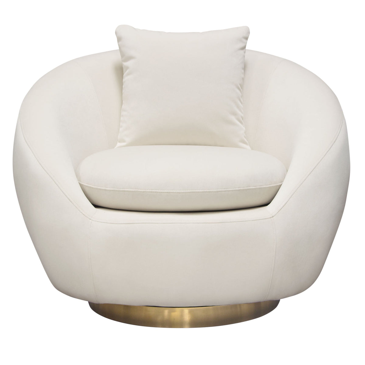Celine Velvet Swivel Accent Chair – Light Cream Velvet – front view – Lusso Furniture Miami