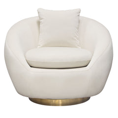 Celine Velvet Swivel Accent Chair – Light Cream Velvet – front view – Lusso Furniture Miami