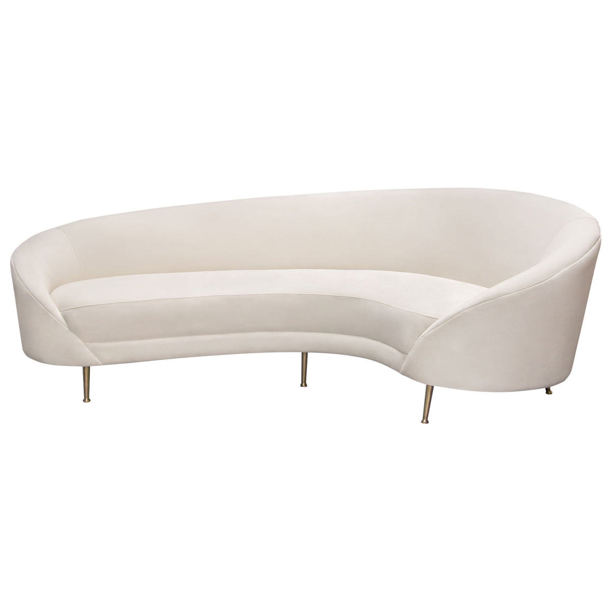 Celine Curved Velvet Sofa – Light Cream Velvet – front view – Lusso Furniture Miami