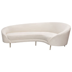 Celine Curved Velvet Sofa – Light Cream Velvet – front view – Lusso Furniture Miami