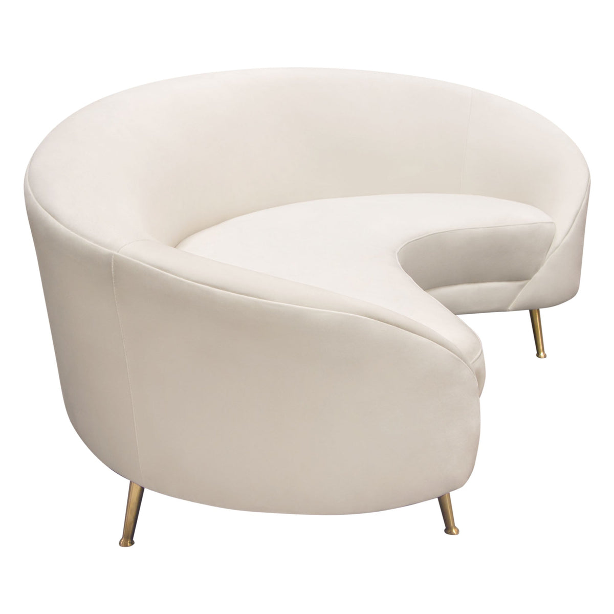 Celine Curved Velvet Sofa – side view – Lusso Furniture Miami