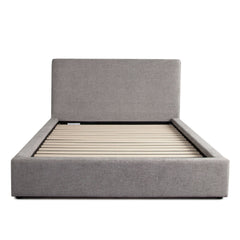 Cloud Low Profile Platform Bed – Queen / Grey Fabric – front view – Lusso Furniture Miami