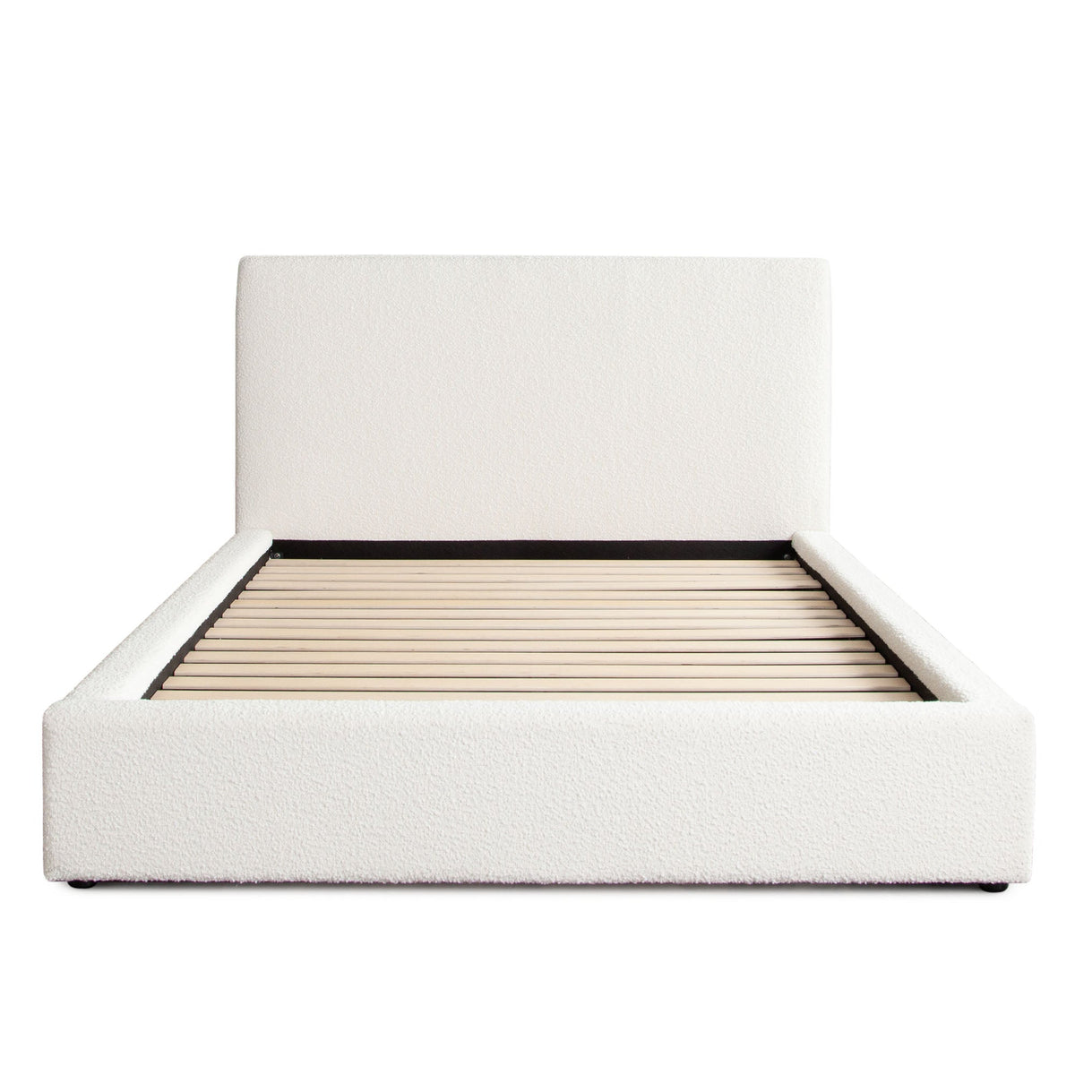 Cloud Low Profile Platform Bed – Queen / Ivory Boucle Fabric – view 13 – Lusso Furniture Miami