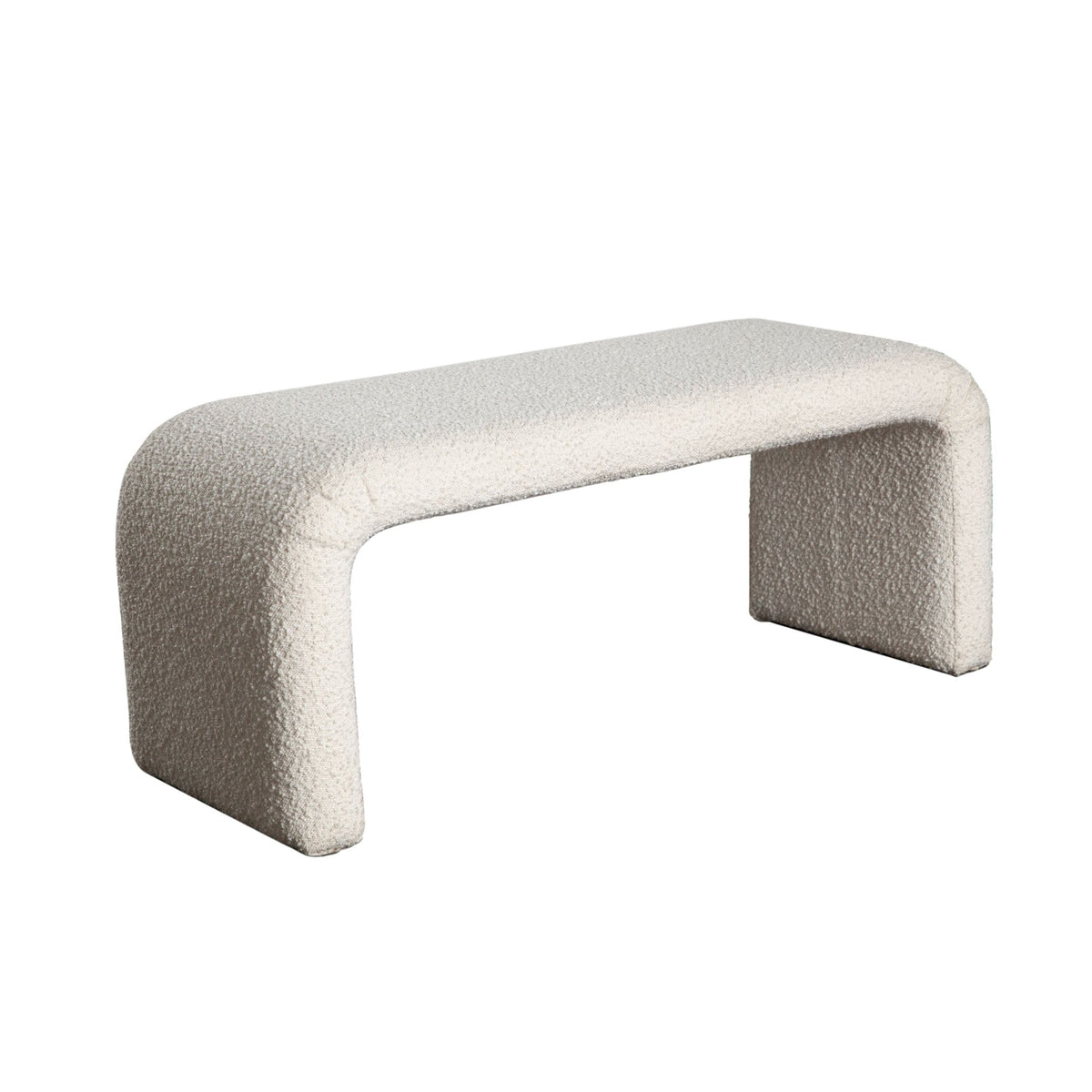 Conrad Boucle Accent Bench – angle view – Lusso Furniture Miami