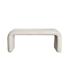 Conrad Boucle Accent Bench – Ivory Boucle Fabric – front view – Lusso Furniture Miami
