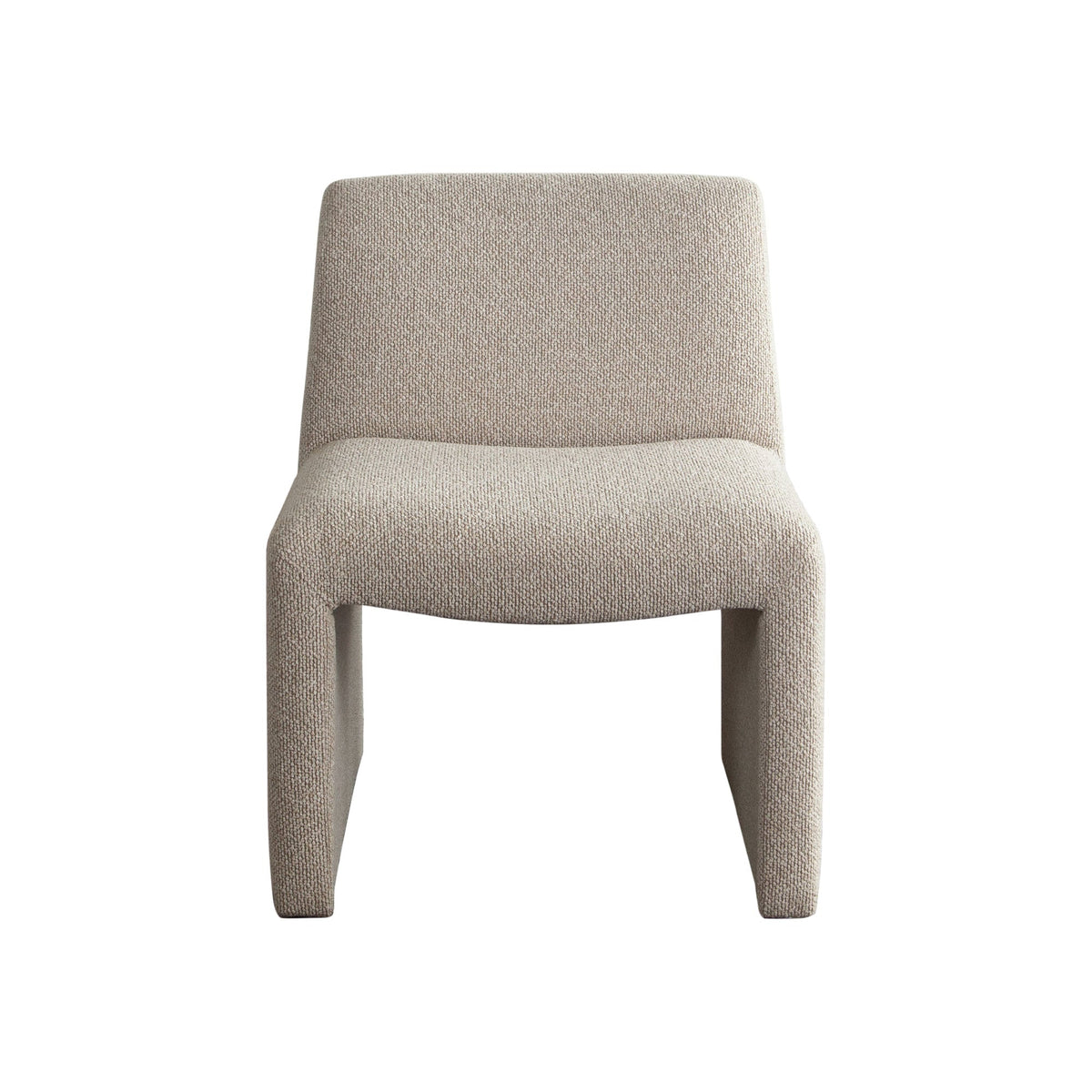 Coral Armless Upholstered Dining Chair – Wheat Polyester Fabric – front view – Lusso Furniture Miami