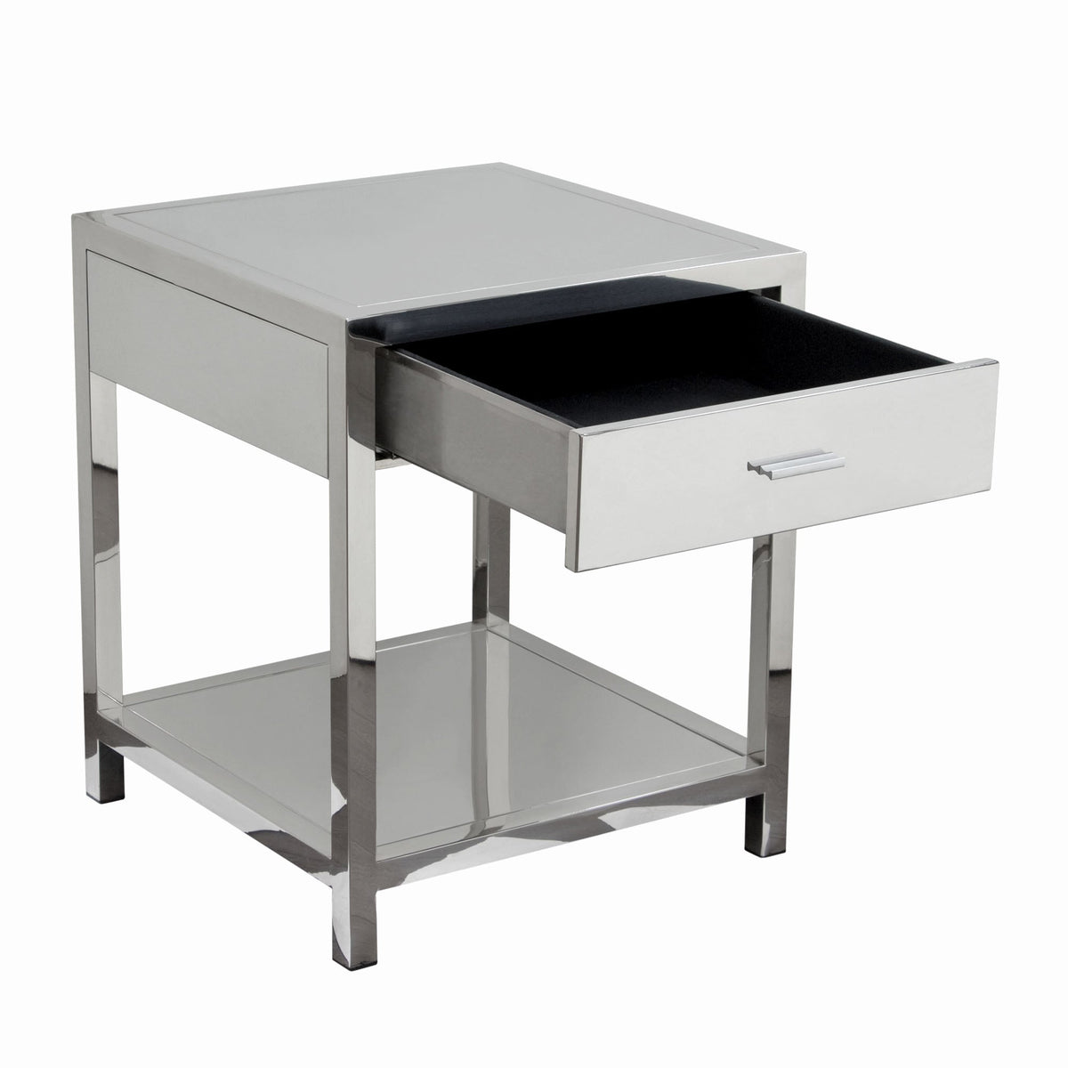 Corleo Polished Stainless Steel End Table – detail – Lusso Furniture Miami