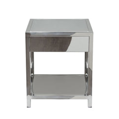 Corleo Polished Stainless Steel End Table – top view – Lusso Furniture Miami