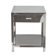Corleo Polished Stainless Steel End Table – Polished Stainless Steel – front view – Lusso Furniture Miami