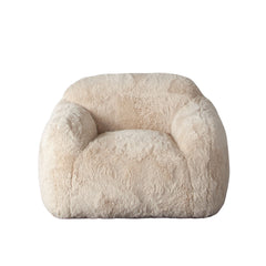 Dawson Faux Fur Accent Chair – Yak Sand Natural Faux Fur – front view – Lusso Furniture Miami