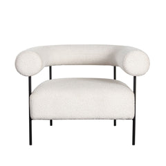District Boucle Accent Chair – Ivory Boucle Fabric – front view – Lusso Furniture Miami