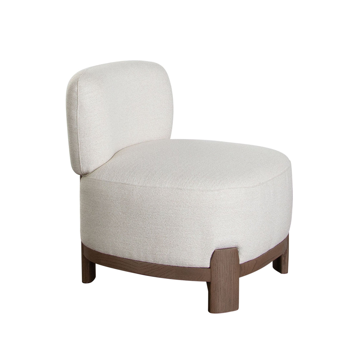 Dove Curved Armless Accent Chair – angle view – Lusso Furniture Miami