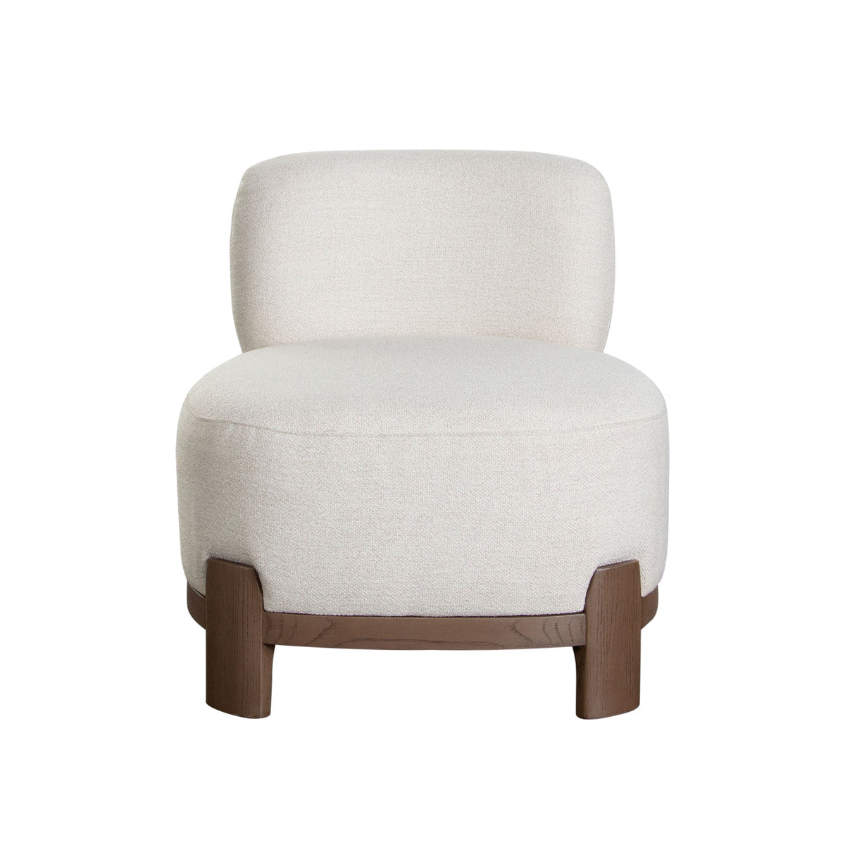 Dove Curved Armless Accent Chair – Cream Polyester Fabric – front view – Lusso Furniture Miami