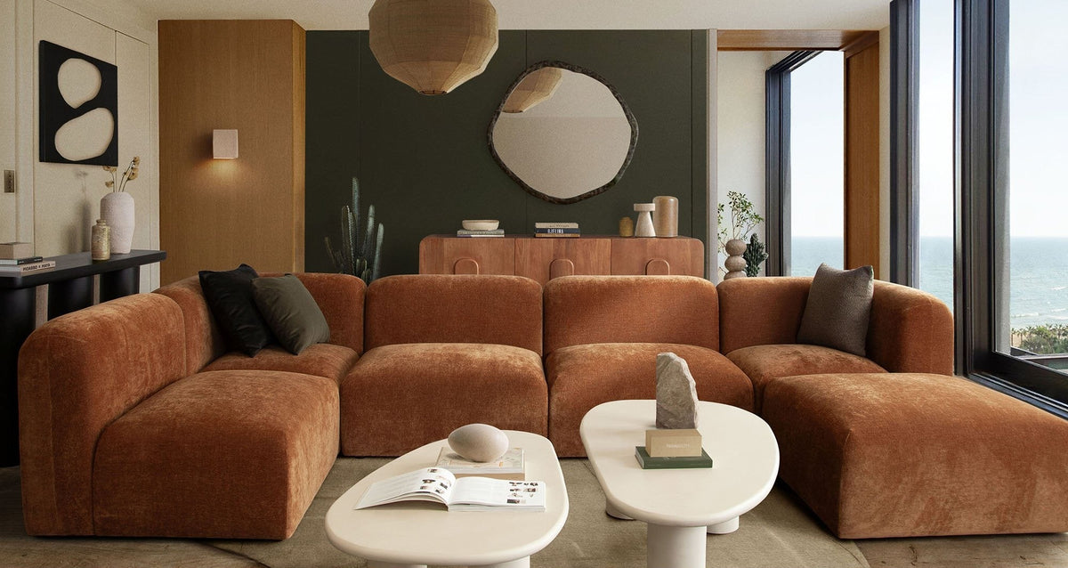 Echo Modular Sectional Sofa – Corner Chair / Amber Fabric – view 16 – Lusso Furniture Miami
