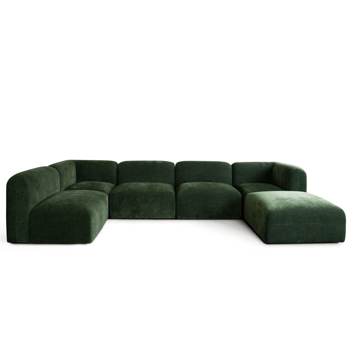 Echo Modular Sectional Sofa – Square Ottoman / Spruce Green Fabric – view 12 – Lusso Furniture Miami