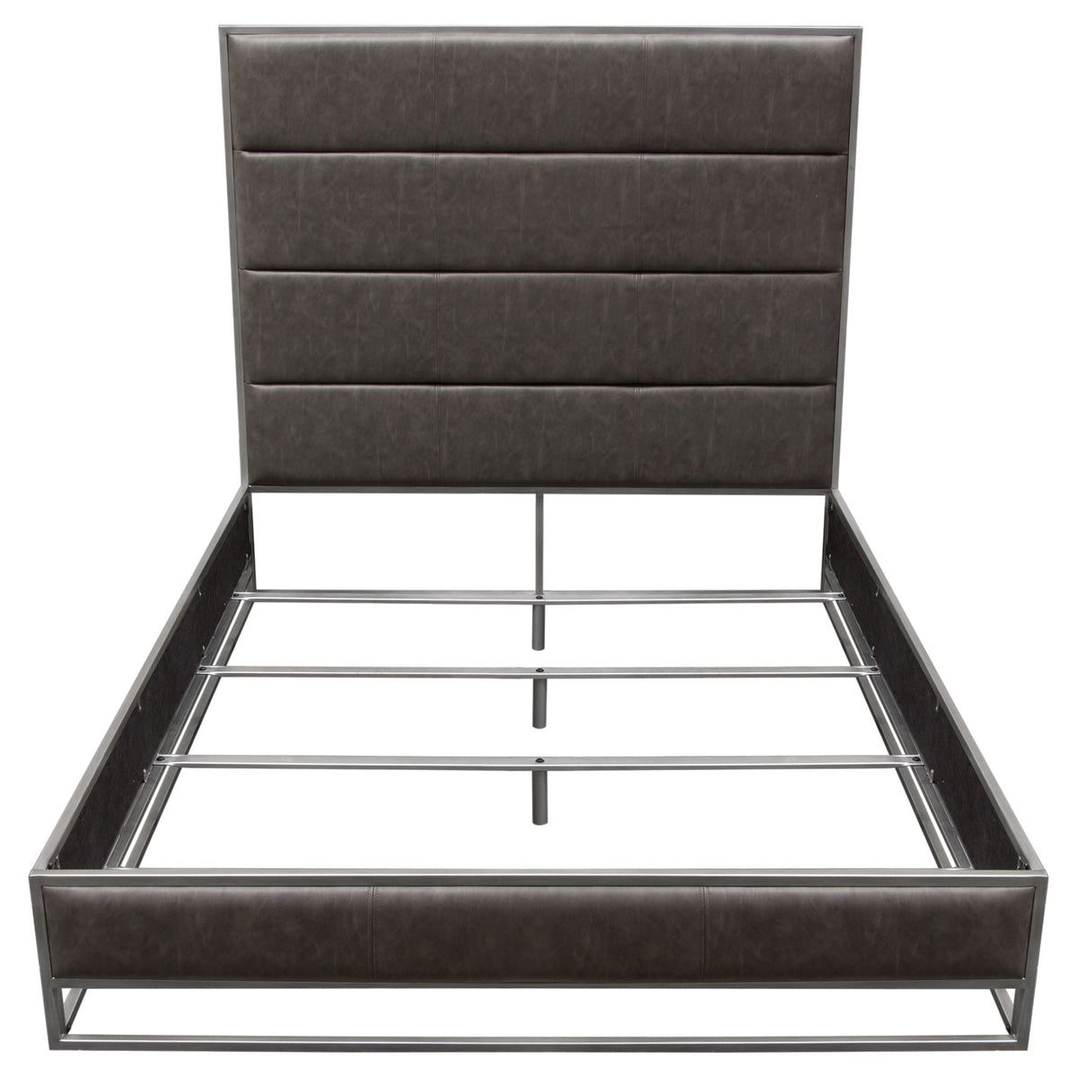 Empire Channel Tufted Metal Frame Bed – angle view – Lusso Furniture Miami
