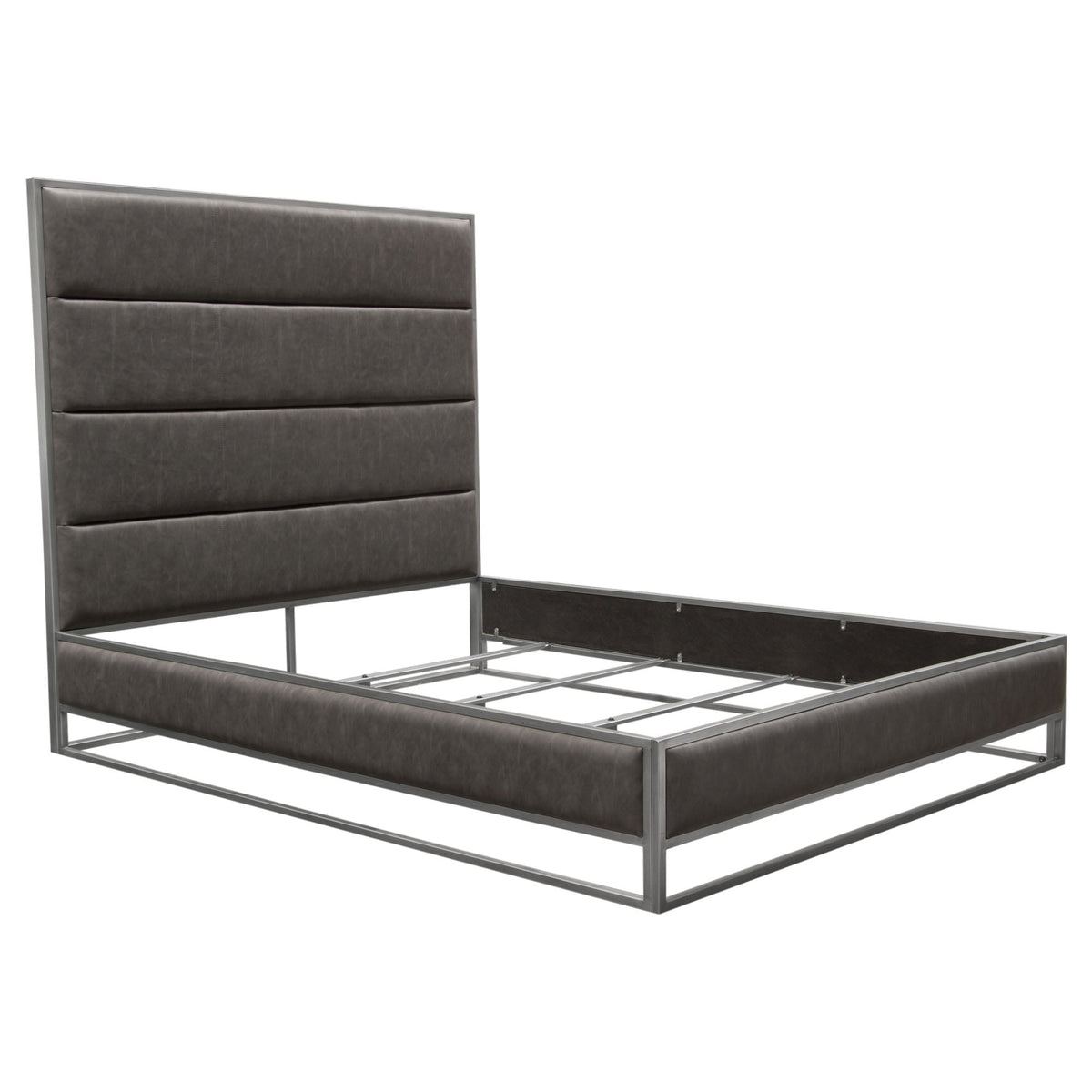 Empire Channel Tufted Metal Frame Bed – side view – Lusso Furniture Miami