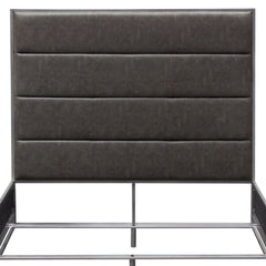 Empire Channel Tufted Metal Frame Bed – close-up – Lusso Furniture Miami
