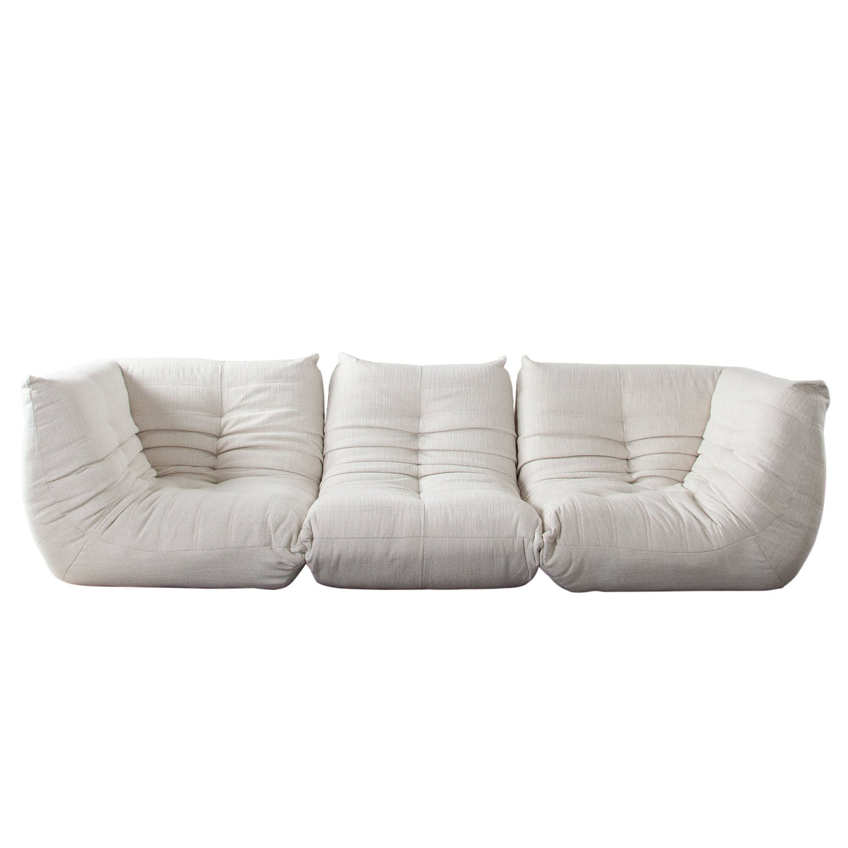 Ezra Pleated Floor Modular Sofa – 3-Piece Modular Sofa / Cream Fabric – view 17 – Lusso Furniture Miami