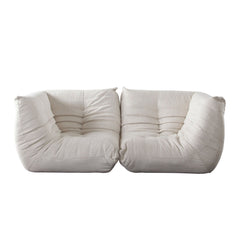 Ezra Pleated Floor Modular Sofa – 2-Piece Modular Sofa / Cream Fabric – alternate view – Lusso Furniture Miami