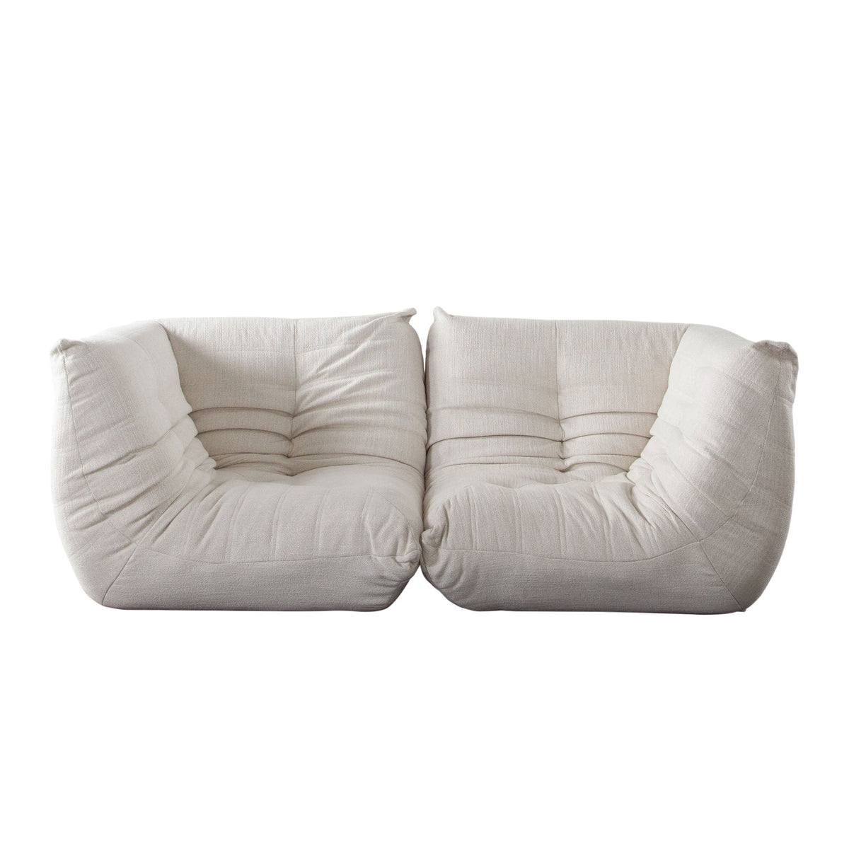 Ezra Pleated Floor Modular Sofa – 2-Piece Modular Sofa / Cream Fabric – alternate view – Lusso Furniture Miami