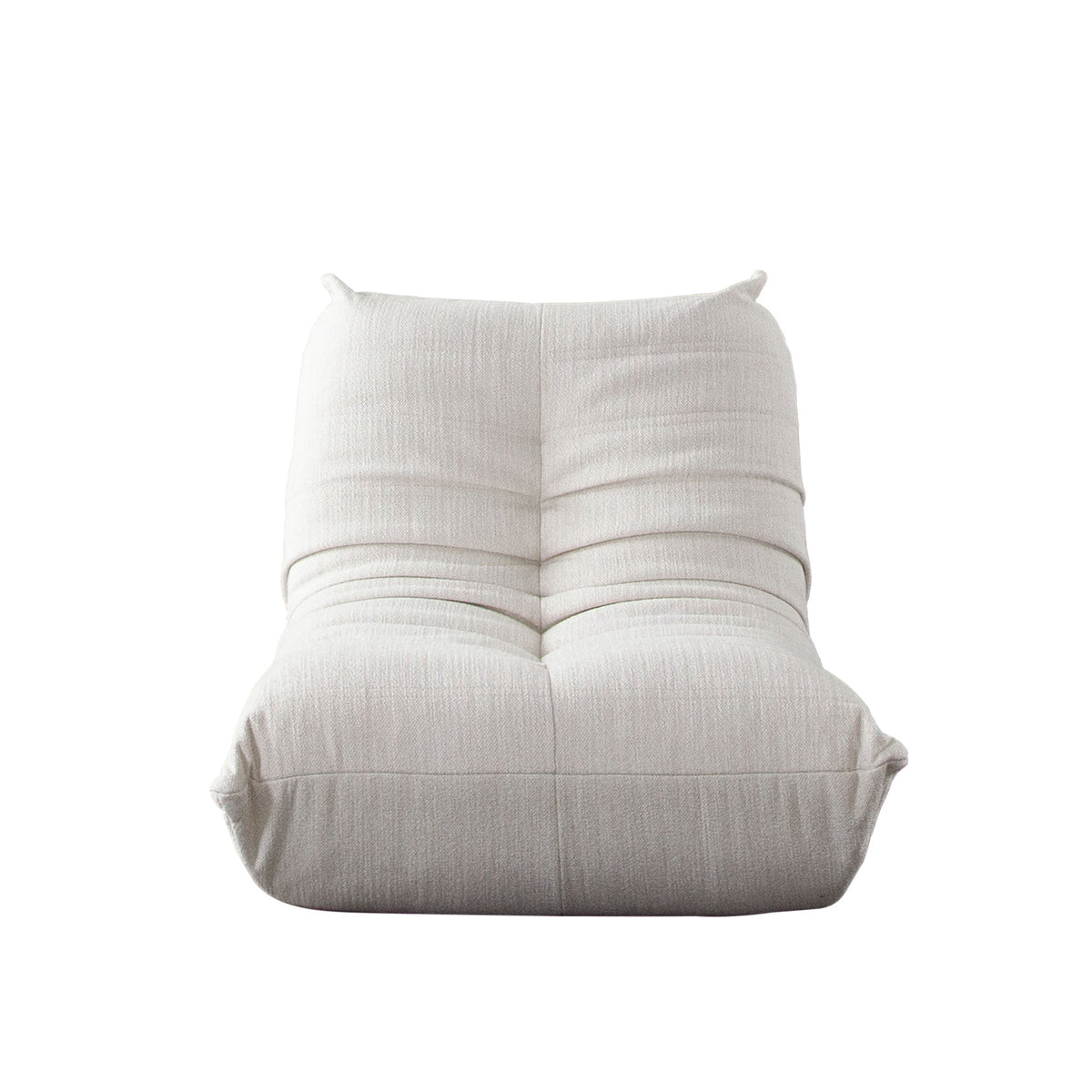 Ezra Pleated Floor Modular Sofa – Armless Chair / Cream Fabric – front view – Lusso Furniture Miami