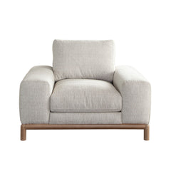 Fallon Square Arm Accent Chair – Light Barley Polyester Fabric – front view – Lusso Furniture Miami