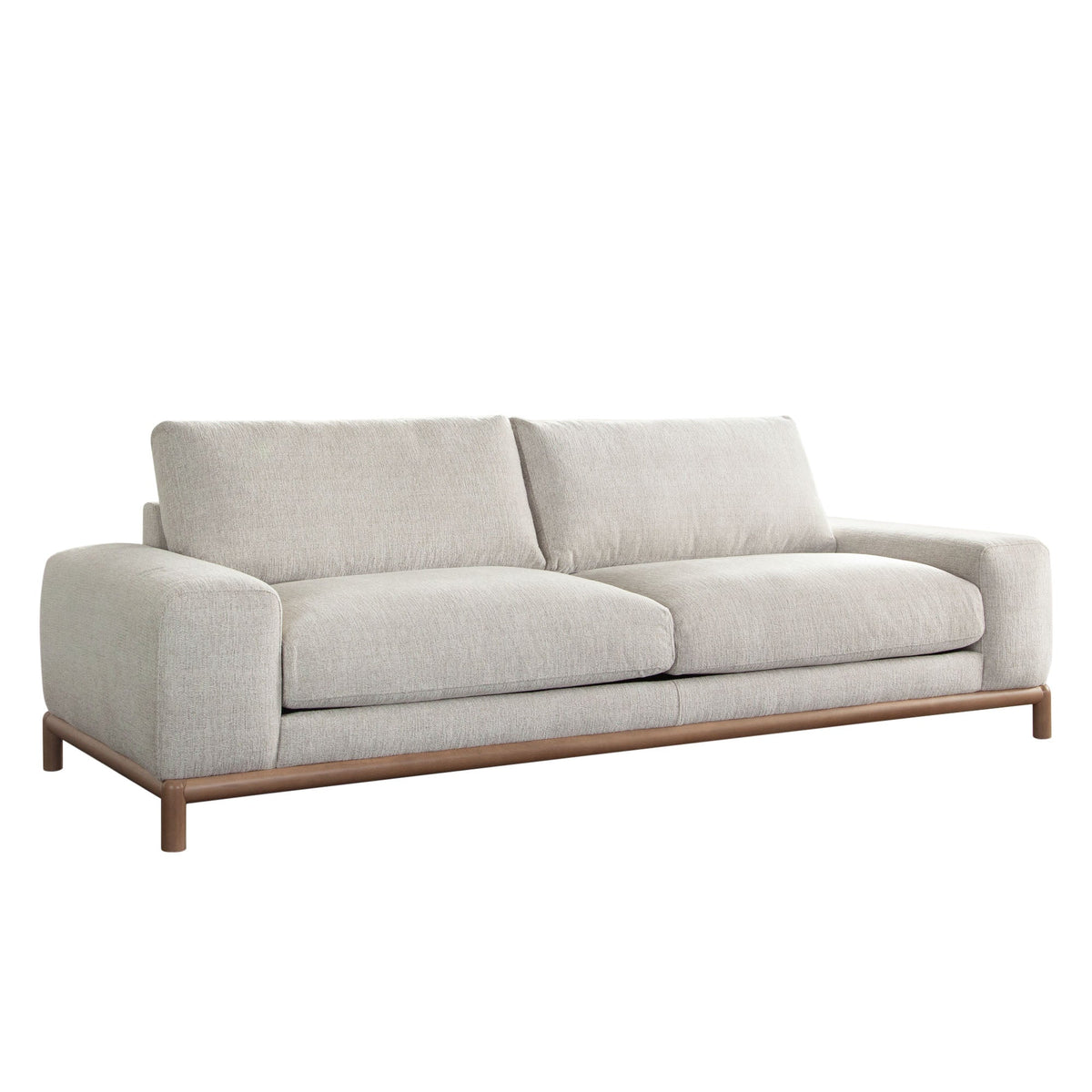 Fallon Wood Trim Fabric Sofa – angle view – Lusso Furniture Miami