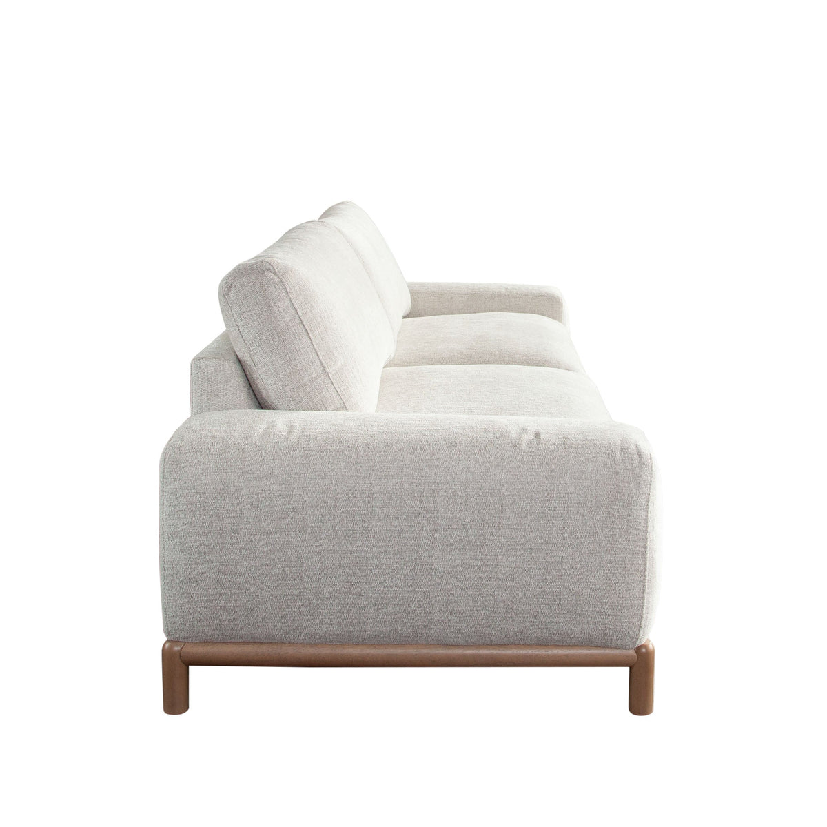 Fallon Wood Trim Fabric Sofa – side view – Lusso Furniture Miami