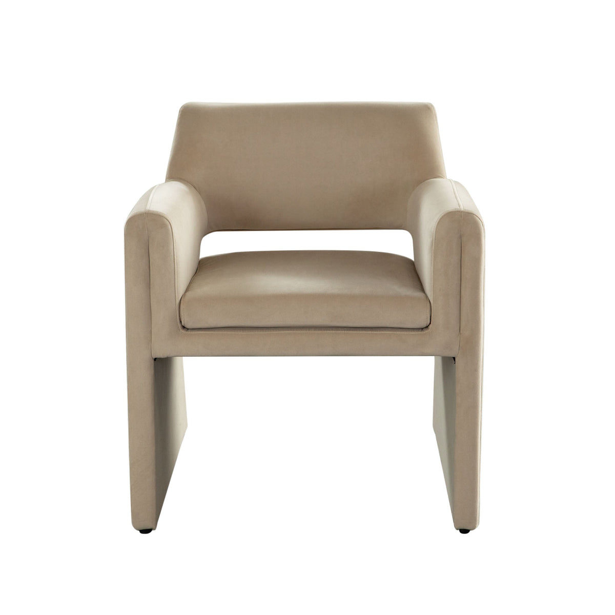 Flynn Performance Velvet Dining Chair – Light Camel Performance Velvet – front view – Lusso Furniture Miami