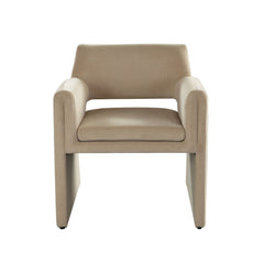 Flynn Performance Velvet Dining Chair – Light Camel Performance Velvet – front view – Lusso Furniture Miami