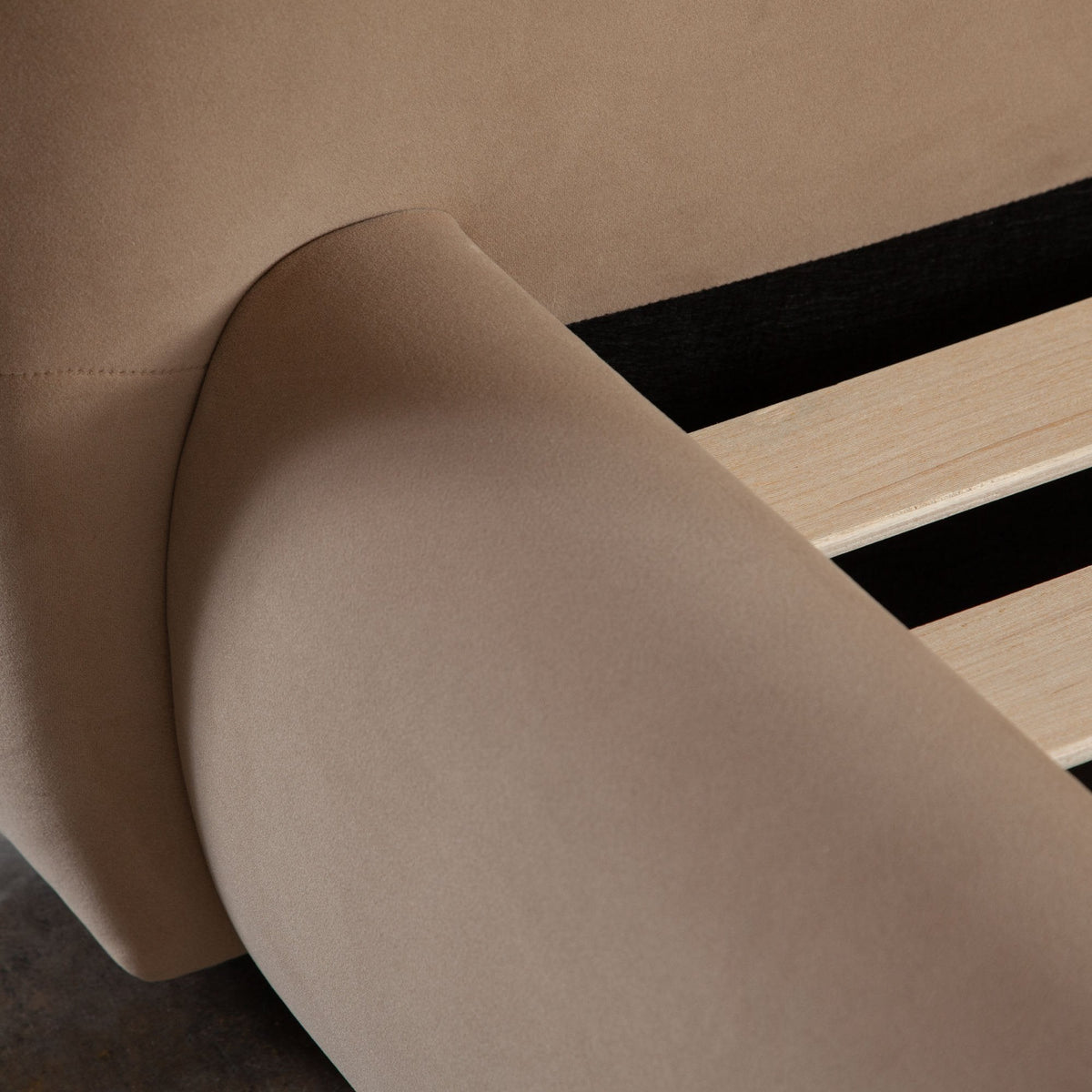 Fox Arched Upholstered Bed – angle view – Lusso Furniture Miami