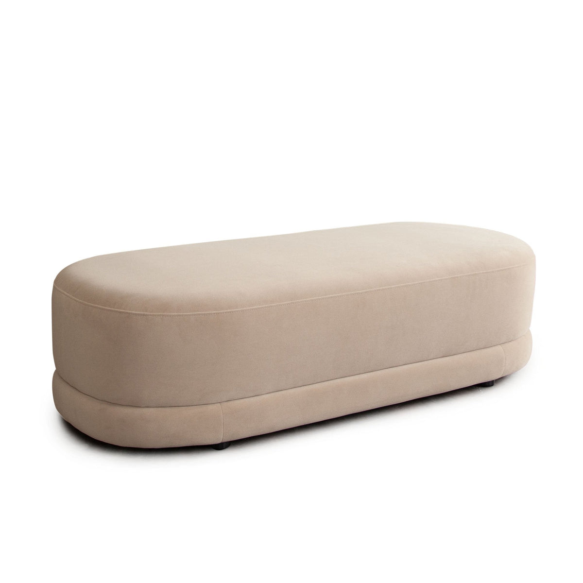 Fox Oval Upholstered Accent Bench – angle view – Lusso Furniture Miami
