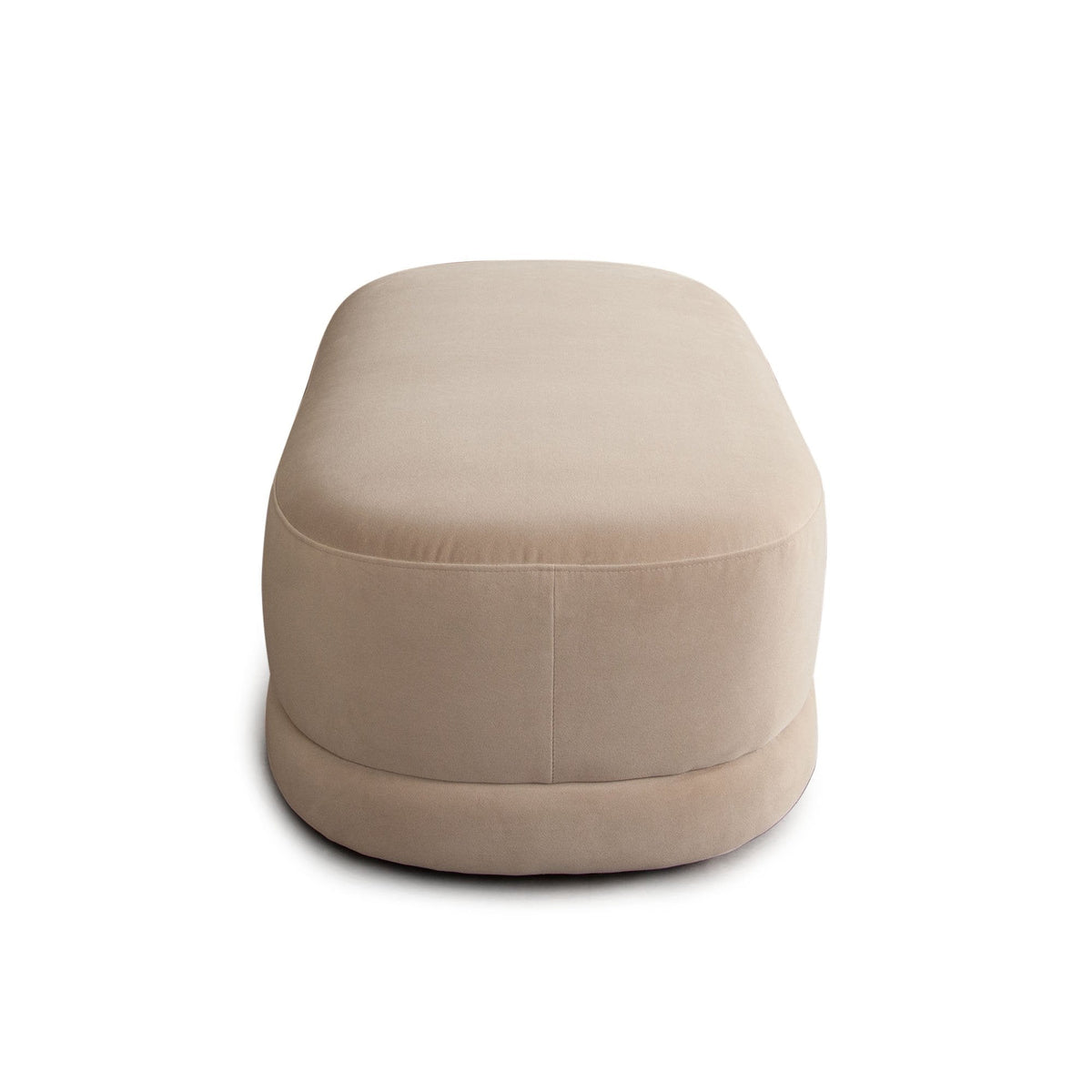 Fox Oval Upholstered Accent Bench – side view – Lusso Furniture Miami
